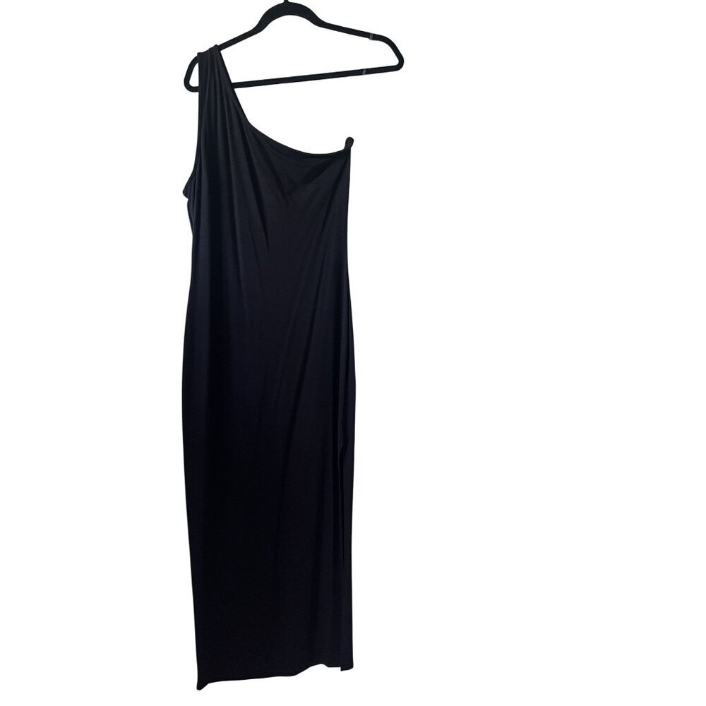 NWT FORE One Shoulder Fitted Black Maxi Dress L